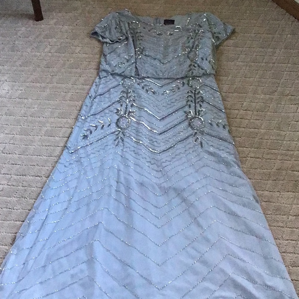 Adrianna Papell Blue Embellished Gown
